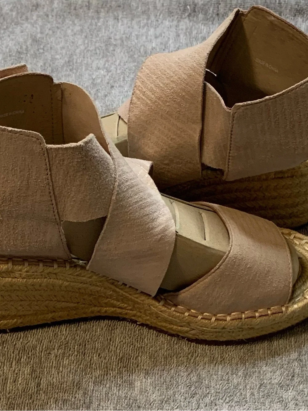 Eileen Fisher Willow 3 Espadrille Tumbled Leather Wedge Sandals